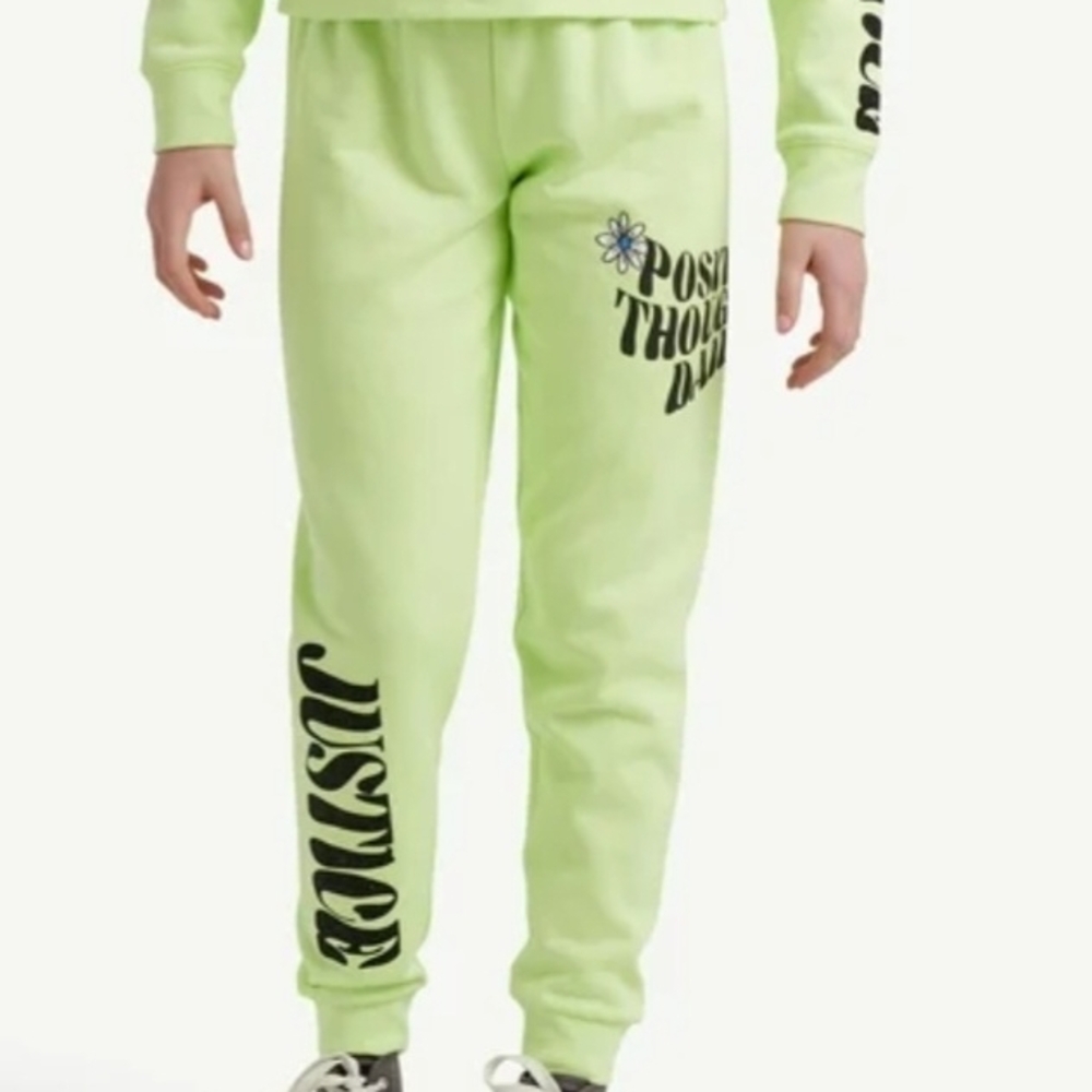 Justice Girls Lime Green Sweatpants, Size 16/18 Plus